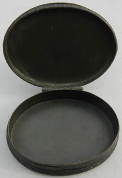 Louis Armand Rault Brass Snuff Box With Rault Napoleon I Medallion On Lid Open Showing Inside